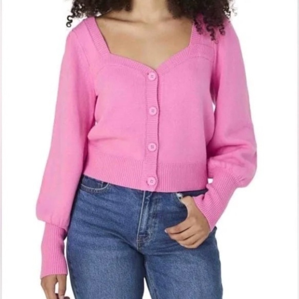 French Connection Cropped Pink Cardigan
